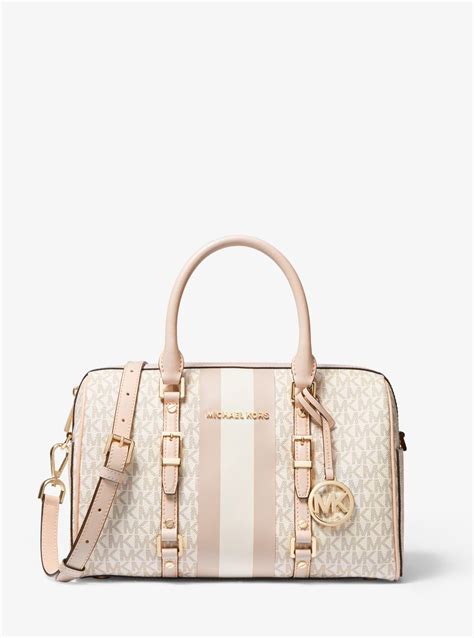 michael kors bedford travel medium|Bedford Travel Medium Logo Stripe Satchel .